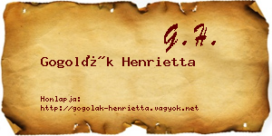 Gogolák Henrietta névjegykártya